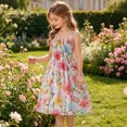 thumbnail image 5 of YHAJDS Girls Cotton Spaghetti Strap Dress Printed Beach Vacation Dress with Bag Set Daily Summer Sundress, 5 of 8