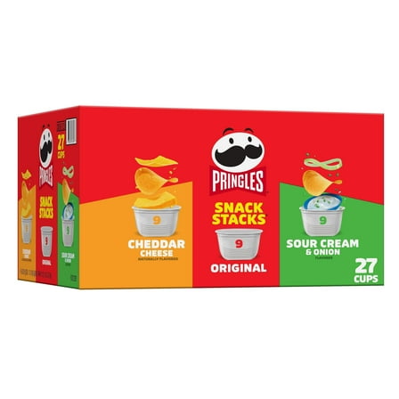 2 x - Pringles Potato Crisps Chips, On-the-Go Snacks, Snack Stacks, Variety Pack, 19.3oz Box (27 Cups)​​