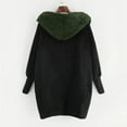 thumbnail image 2 of Women Solid Color Coat Warm Winter Overcoat Fluffy Jacket Button Down Overcoat Windproof Outer Coat Long Sleeve Cardigan, 2 of 5