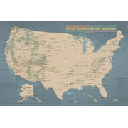 USA National Parks, Monuments & Forests Map 24x36 Poster