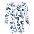 thumbnail image 4 of Pompotops T-shirt Mode Imprimé Ample Manches 3/4 Blouse Col Rond Tops Décontractés Liquidation, 4 of 4