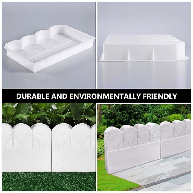 UPOUART Diy Concrete Molds For Creating Garden Fence White Plastic Material 1Set 17.1X11.7X2In