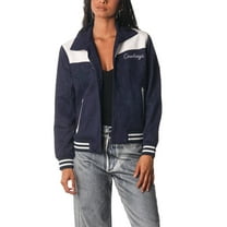 Women's The Wild Collective Navy Dallas Cowboys Suede Full-Snap Bomber Jacket