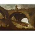 thumbnail image 2 of Hubert Robert 18x15 Black Ornate Wood Framed Double Matted Museum Art Print Titled - The Old&nbsp;Bridge (ca.&nbsp;1760), 2 of 5