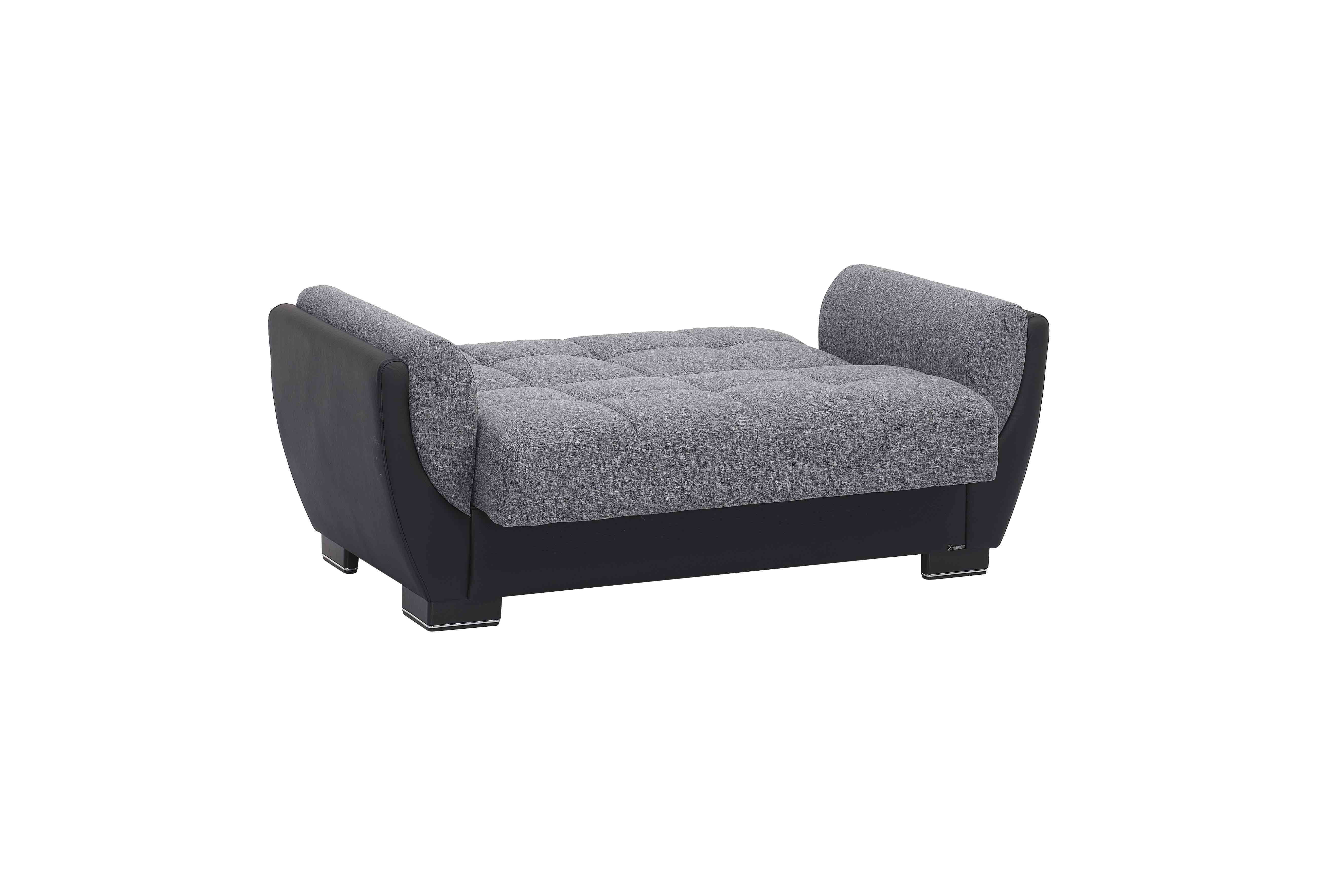 Ottomanson Convertible Sleeper Loveseat with Hidden Storage, Firm Seating, Gray