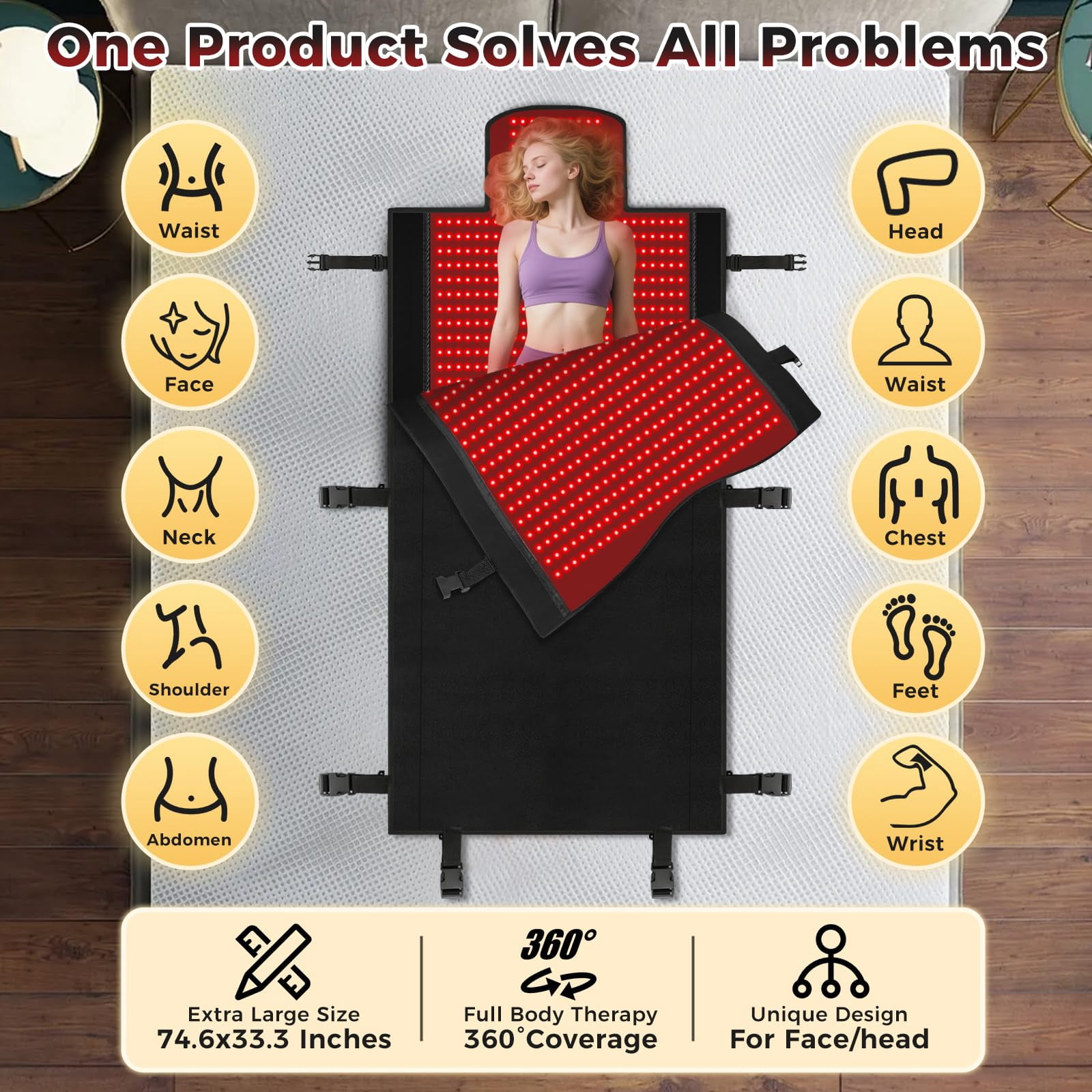 New Red Light Therapy Mat Full Body 84.6'x33.5"2680pcs LED Beads 660nm&850nmRed Light Therapy Device