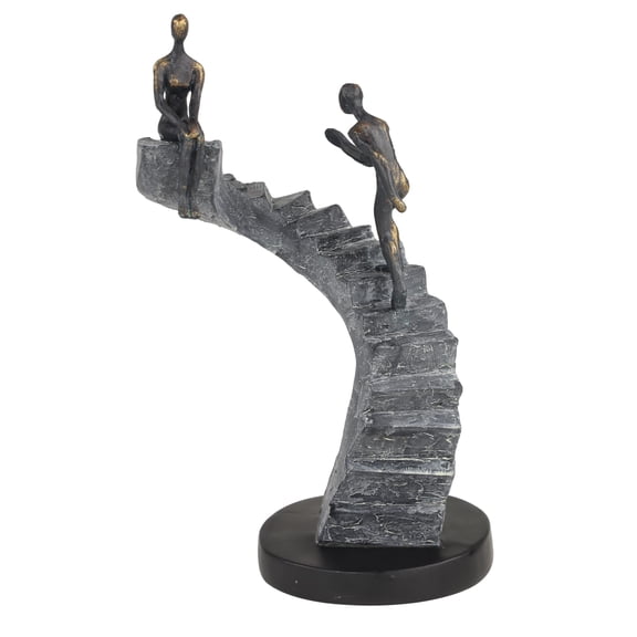 8" x 14" Black Polystone People Sculpture with Stairs, by DecMode