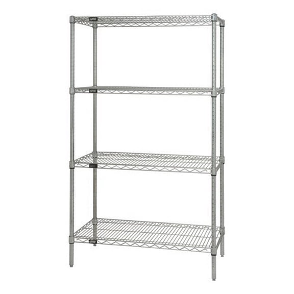 Quantum Storage WR86-2124S Wire 4 Shelf Starter Kit, Stainless - 21 x 24 x 86 in.