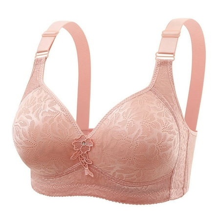 Bralettes for Women Push up No Underwire Bra Feature V-Neck Training Bra Style W-1288 Hook and Eye Closure Athletic Bras Pinks 38BC