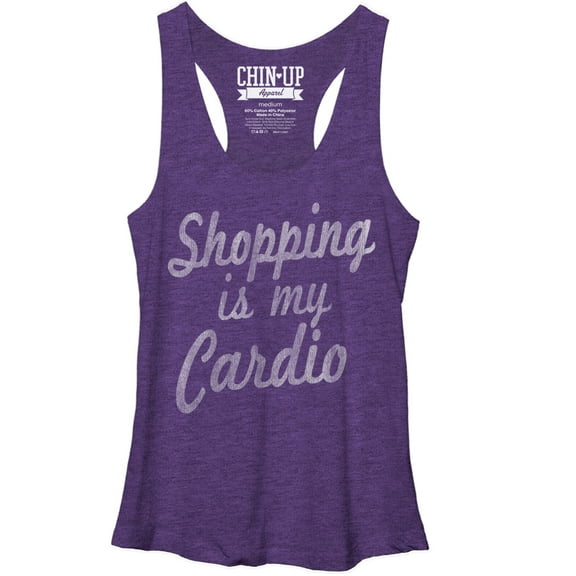 Women's CHIN UP Shop Until You Drop  Racerback Tank Top Purple Heather Medium