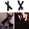 thumbnail image 3 of WINDLAND Long Sleeves Opera Show Gloves for Women Velvet Gloves Stretchy Elbow Length, 3 of 12