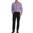 thumbnail image 2 of Camisa Casual de Manga Larga de Rayas Verticales para Hombre Inspire Chic, Ajuste Regular, 2XL, Morado y Blanco, 2 of 7