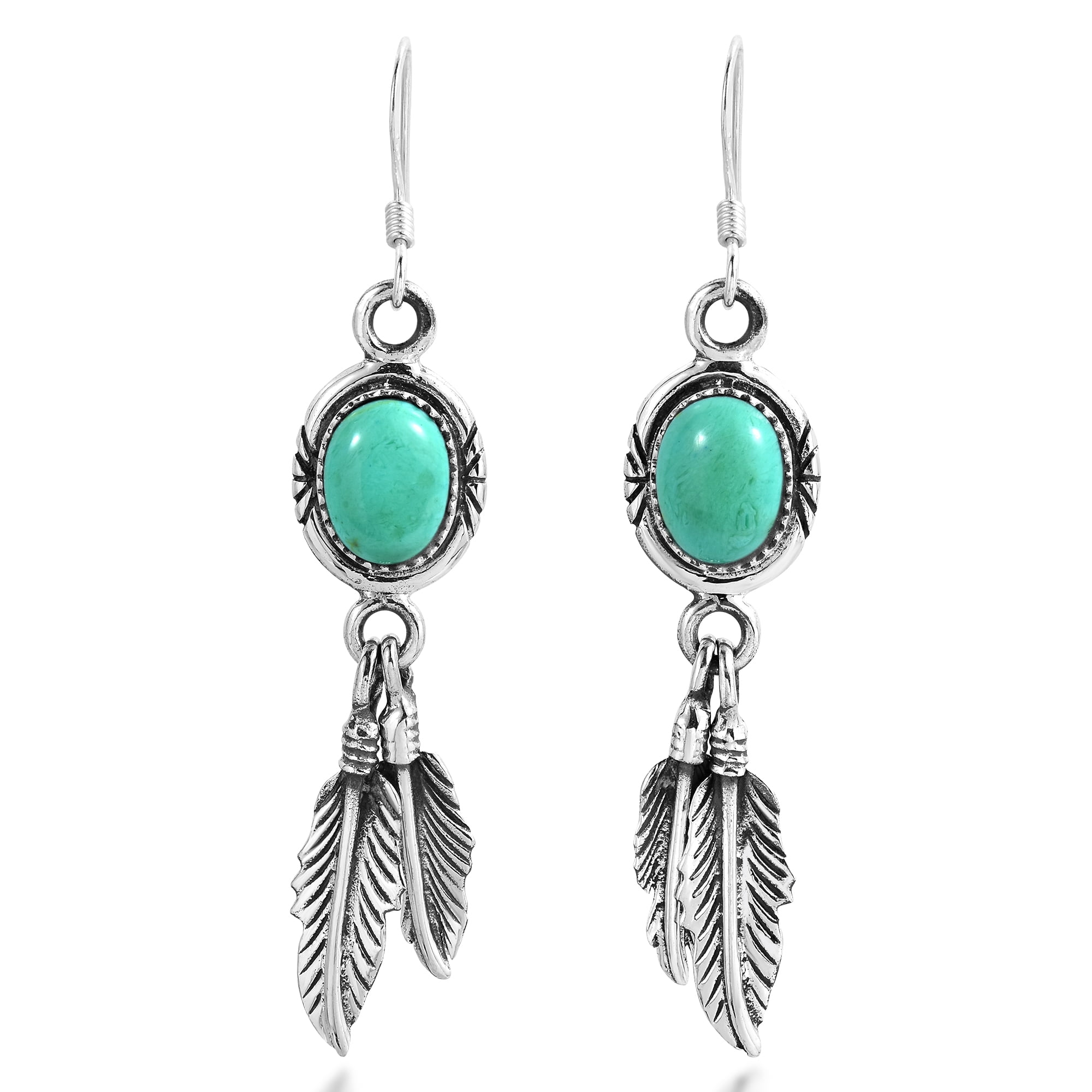 AeraVida Double Feather Dangle Necklace - .925 Sterling Silver, 18 Inch, Boho Unisex