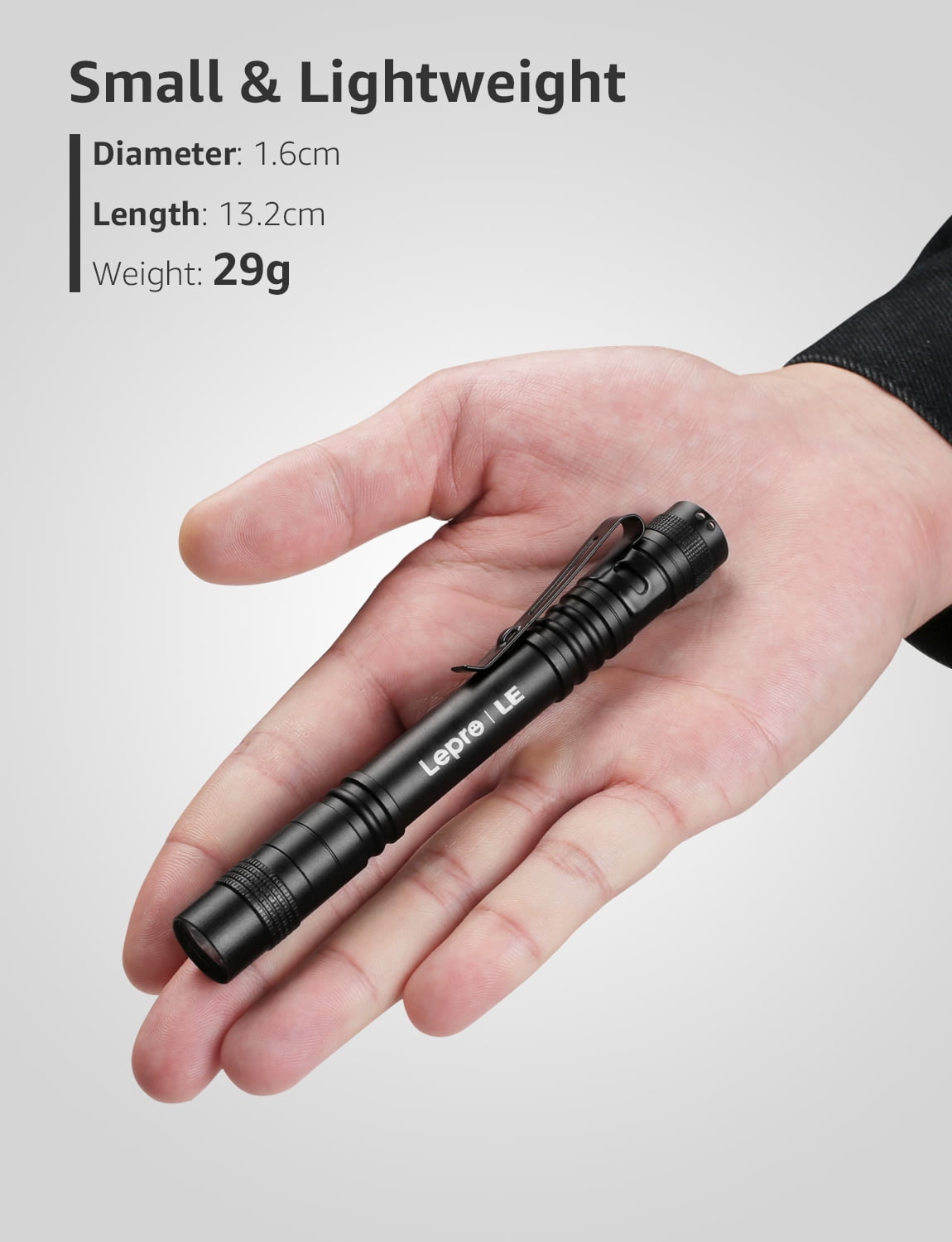 Lepro 2-Pack LED Pen Flashlights, Mini Waterproof Pocket Light with Clip, for Inspection, Work, Repair, Powered by 2*AAA
