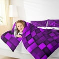 thumbnail image 4 of Manfei Modern Abstract Geometric Full Size Comforter Sets,Vintage Checkered Grid Bedding Comforter Set,Purple Classic Plaid Bedding Sets For Girls Boys,Super Cozy Room Decor Reversible,3 Pieces, 4 of 8