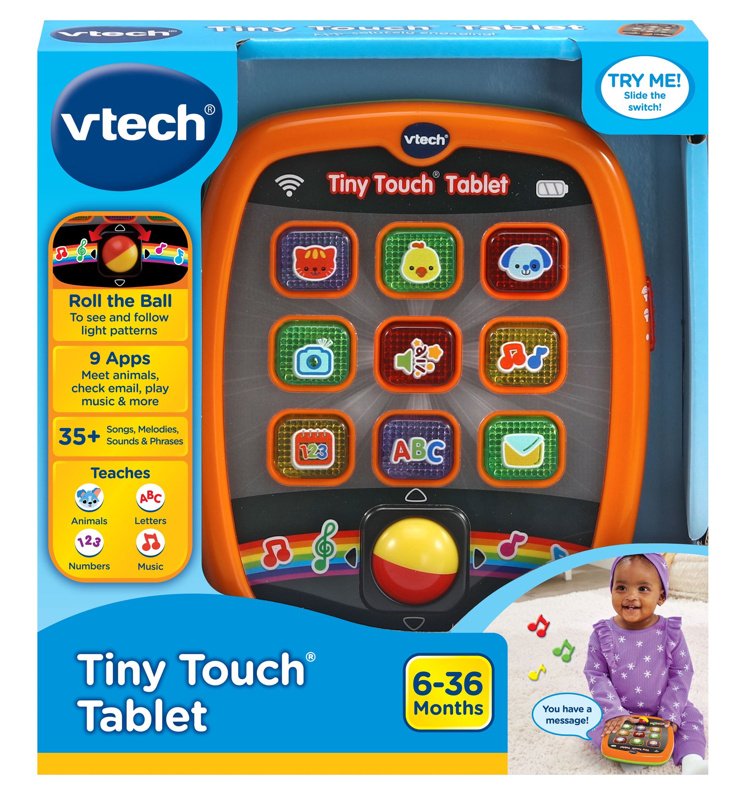VTech Tiny Touch Tablet, Learning Toy for Baby, Teaches Letters, Numbers, Walmart Exclusive - image 4 of 5