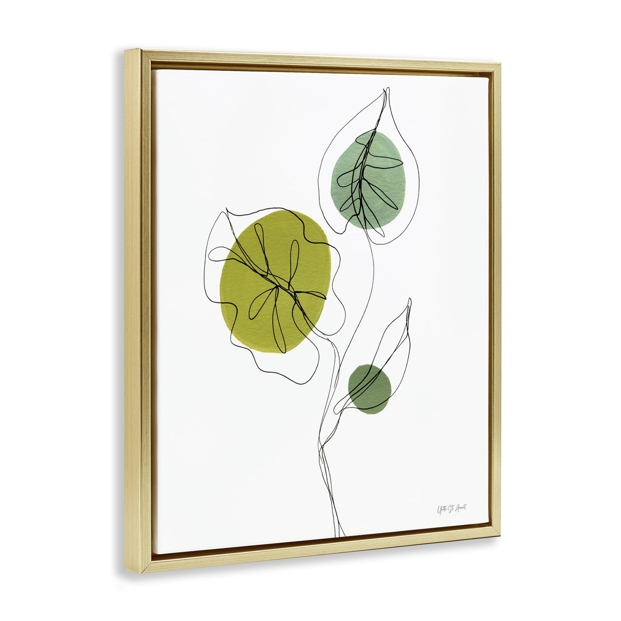 Stupell Industries Leafy Garden Delight Botanical & Floral Painting Gold Floater Framed Art Print Wall Art, 17 x 21