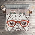 thumbnail image 2 of Ambesonne Colorful Quilted Coverlet 3 Pcs, Vintage Hipster Pugs, King Size, Multicolor, 2 of 2