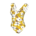 thumbnail image 4 of Yiaed Lilies Flowers Print Women's Ruffled One Piece Swimsuit V Neck Swimwear Slimming Monokini for Woman-Large, 4 of 8