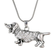 Guodhu Dachshund Weenie Dog Birthstone Necklace Gifts for Women, Crystal Charm Chain Necklaces Jewelry for Dog Lovers