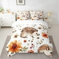 thumbnail image 2 of Homewish Cartoon Hedgehog Twin Bedding Sets 7-Piece, Woodland Animal Bedding Comforter Set, Watercolor Sunflower Blossom Sheet Sets, Ultra Soft Home Decor, 2 of 8