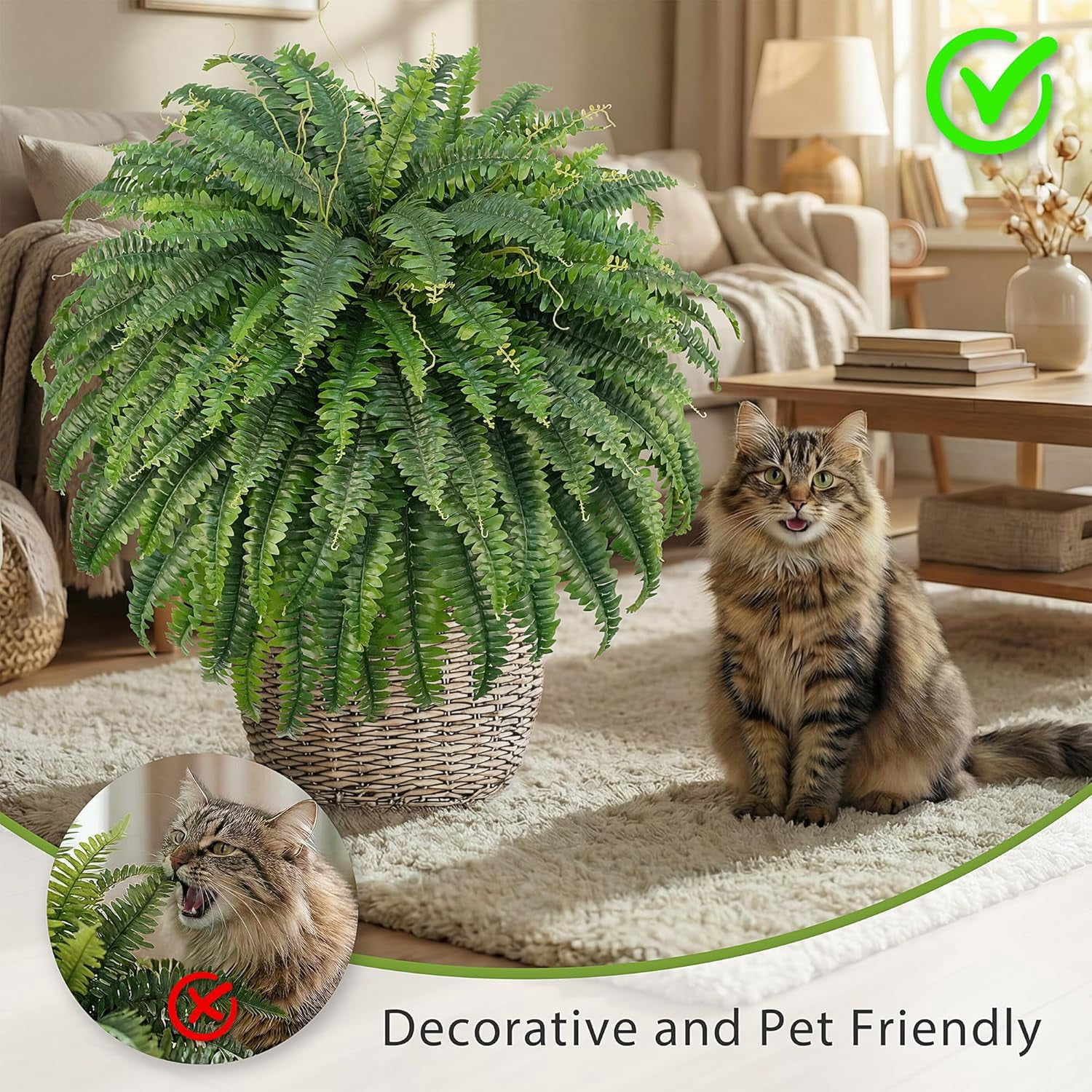 50 Inch Artificial  Ferns Fake Bush Plants Large Faux Ferns with 96 Fronds for Home Garden Decor