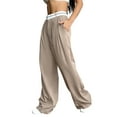 thumbnail image 3 of Spring and Autumn Women'S Wide-Leg Pants High Waist Business Casual Work Pants Khaki L, 3 of 9
