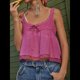 thumbnail image 5 of Camiseta Sin Mangas con Ribete de Encaje para Mujer, Estilo Y2K, con Lazo Frontal, Semitransparente, , Sin Mangas, con Cuello Redondo y Holgada. Rosa M, 5 of 9