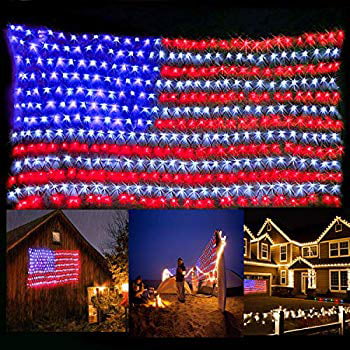 American US Flag 420 LED String Net Bright Light Festival Celebration Decoration 