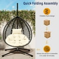 thumbnail image 6 of Indoor Outdoor Hammock Chair With Stand, Rattan Egg Swing Hanging Chair With Cushion For Balcony Bedroom Garden, 6 of 12