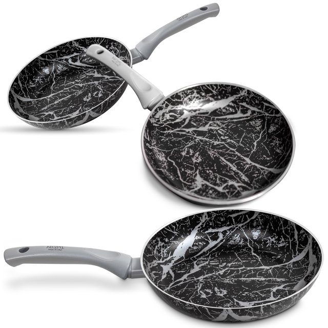 ARIMI Italian Diamond Marble Frying Pan Set 3-Piece - 8 Inch-9.5 Inch-11 Inch