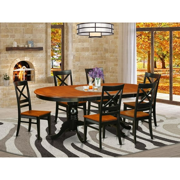 East West Furniture 7  PC  Dining  set-Dining  Table  with  6  Wood  Dining  Chairs
