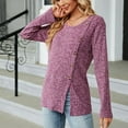 thumbnail image 3 of Scyoekwg Womens Tunic Tops Crew Neck Button Side Split Tunic Sweatshirt Long Sleeve T Shirts Dressy Casual Blouses Fall Tops Trendy Solid Color Loose Lightweight Pullover (Purple,L), 3 of 5