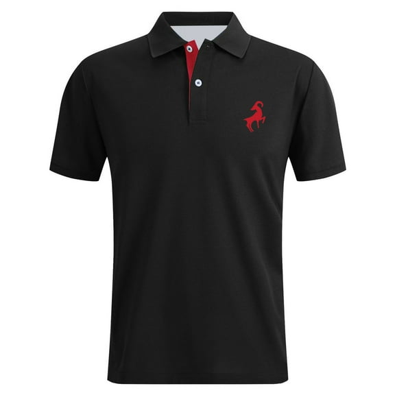 Men T Shirts Golf Sports Dressy Deer Printed Breathable Short Sleeve Polo Shirts Button Up Collared Comfortable Summer Casual Shirts for Men Black L