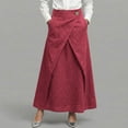 thumbnail image 5 of Maxi Wrap Skirts for Women Summer Elastic High Waisted Casual A Line Long Linen Skirt with Pockets, 5 of 7