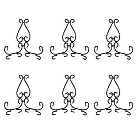Decorative Plant Holders DesignOvation 6-Pack Scroll Plate Display Stand, Black Metal Foldable Easel Photo Holder, Displays Picture Frames, Cookbooks, Decorative Plates, Tablets and Art, 7 Inch ()