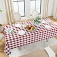 thumbnail image 2 of Gingham Checkered Rectangle Tablecloth - Waterproof Buffalo Plaid Table Cloth Stain Resistant Washable Table Cover for Picnic/Camping/Outdoor - Burgundy and White, 60 x 120 Inch, 2 of 5