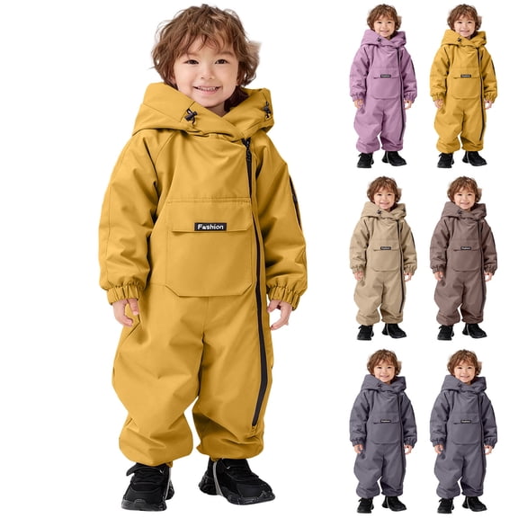 VKOYWKM Kids Boys Girls Snow Suit Outdoor Insulated Waterproof Snowsuits Coveralls Toddler Snow Suit One-Piece Snowsuit Winter Outdoor jumpsuit