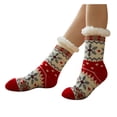 thumbnail image 3 of siminsem Printed Floor Socks for Women Christmas Thick Cotton Carpet Crew Socks Warm Cozy Novelty Holiday Stockings Soft Breathable Winter Socks Stocking Stuffers Gifts for Her, Red B,One Size, 3 of 6