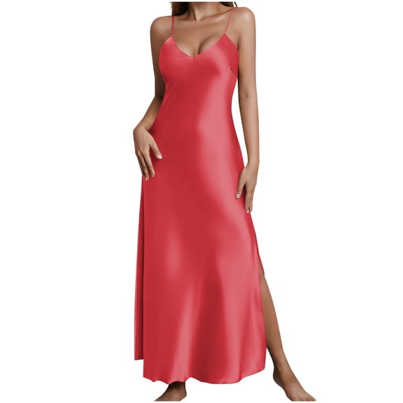 Levmjia Womens Dress Suspender Sundress V Neck Sleeveless Solid Color Split Casual Soft Beachwear Vacation Comfortable Fabric Summer