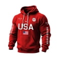 thumbnail image 2 of Iaqnaocc Men's Usa Flag Hoodies Waffle Long Sleeve Sweatshirt for Men 250th Anniversary Usa Flag 1776-2026 4th Of July Pullover Red 4XL, 2 of 3
