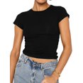 thumbnail image 1 of Crop Workout Tops for Women Pack Summer Short Sleeve Gym Athletic Compression Shirts Cute Tight Basic Tops Tee, 1 of 6