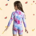 thumbnail image 5 of GYRATEDREAM Toddler Girl Rash Guard Swimsuit One Piece Zipper Swimwear Sun Protection Beachwear Zipper Short Sleeve Bathing Suit 4-8 Years, 5 of 6