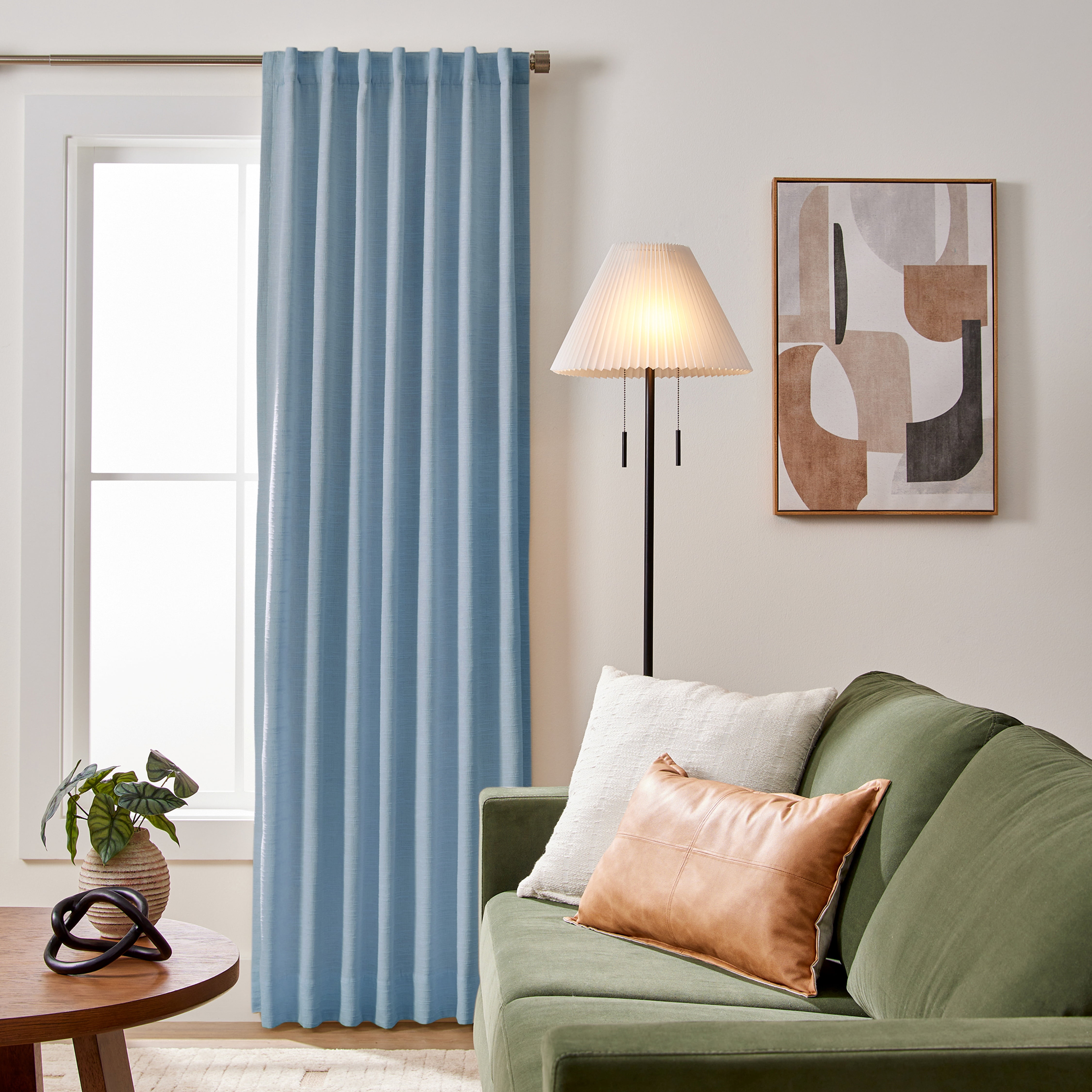 Better Homes & Gardens Textured Solid Chenille Blackout Single Curtain Panel, Blue Silver, 50"W x 95"L