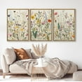thumbnail image 3 of IDEA4WALL Framed Canvas Print Wall Art Set of 3 Multicolor Wildflowers Garden Floral Painting Nature Wilderness Vintage Art Boho Retro Wall Decorative Artwork for Rooms - Natural 16"x24"x3, 3 of 5