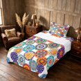thumbnail image 3 of Manfei Boho Mandala Twin Sheets, Hippie Floral Bedding, Multicolor White, Gray Reversible 3pcs1 Flat Sheet + 1 Fitted Sheet + 1 Pillowcase, 3 of 6