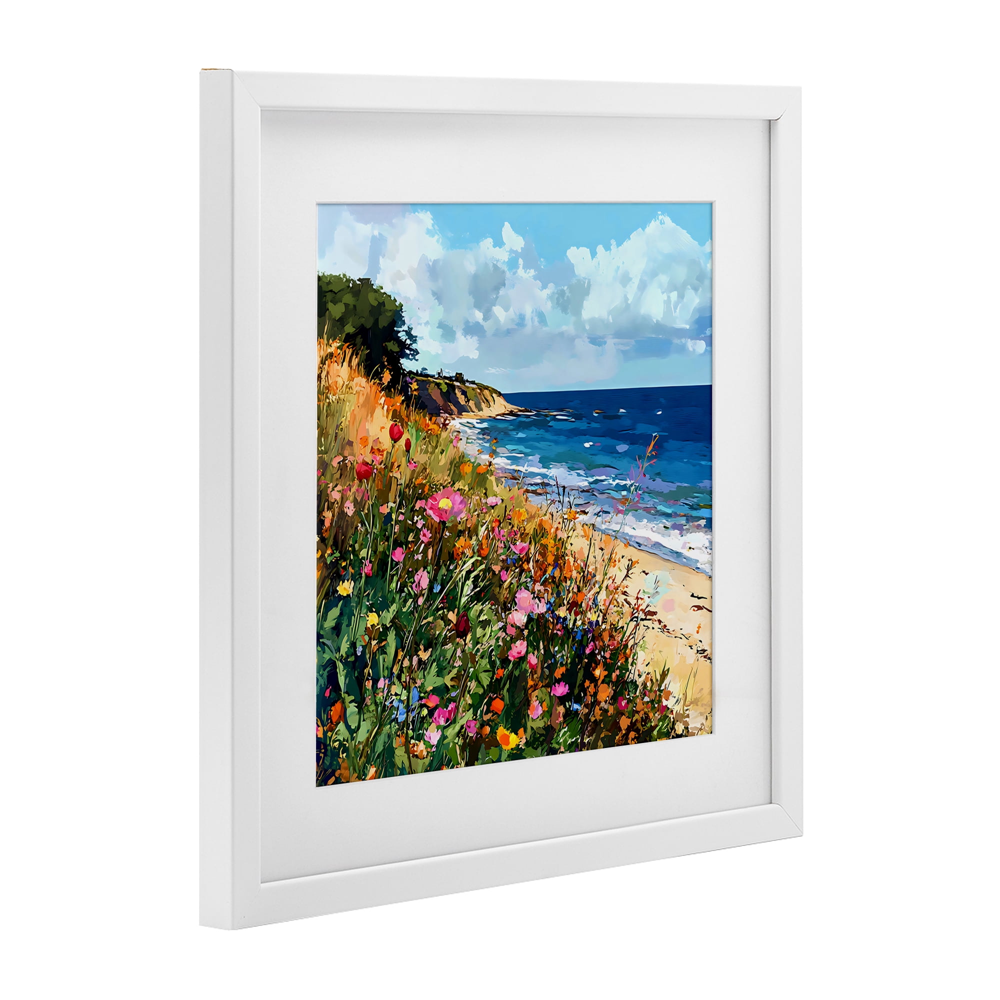 Stupell Industries Enchanted Oceanside Meadow White Framed Print Under Glass, design by Creative Studio