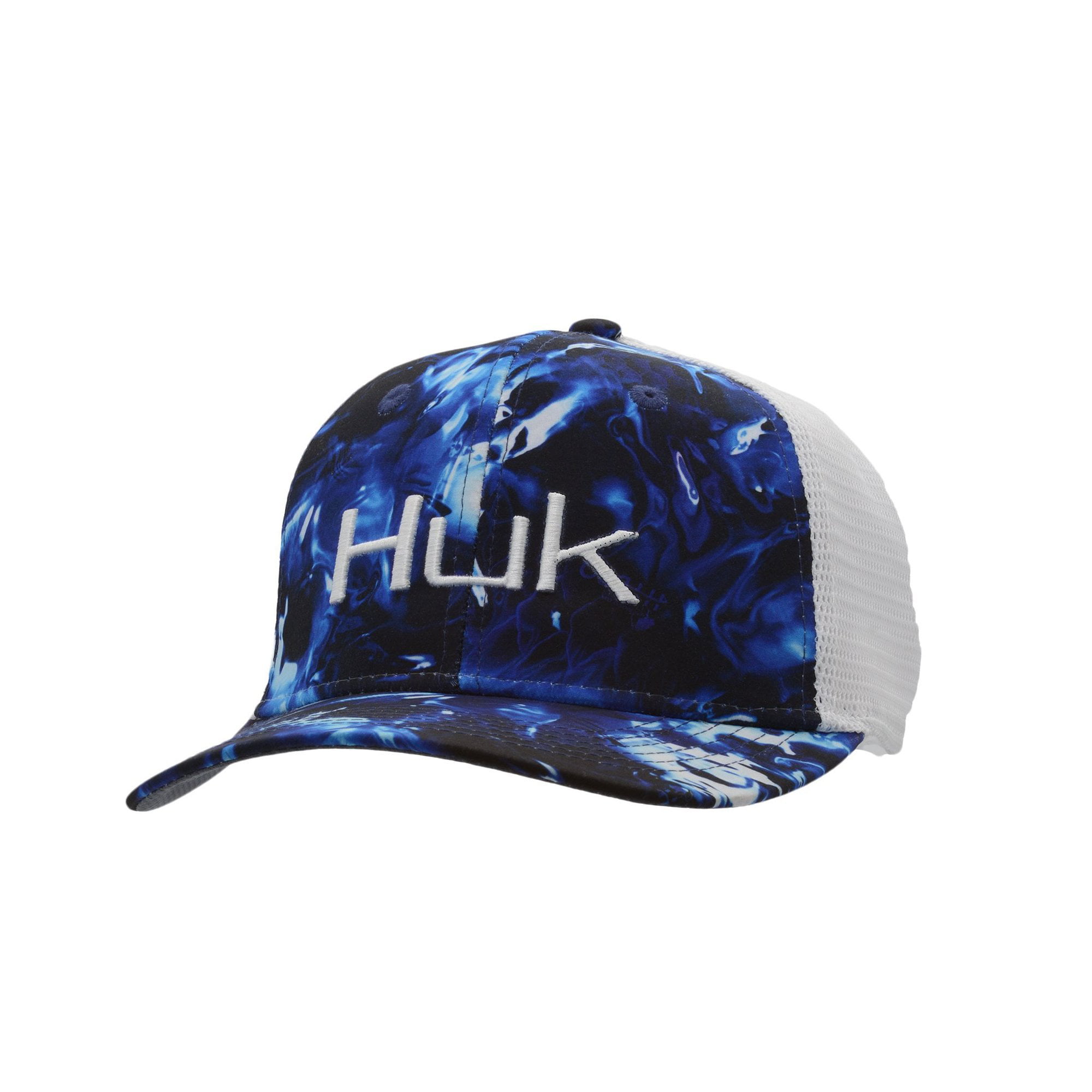 Huk Performance Fishing Head Gear Navy Blue/White Logo Trucker Cap Hat 