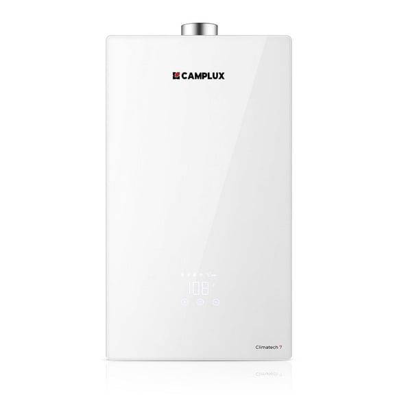 CAMPLUX Climatech 7, 6.86 GPM 170,000 BTU 120V Indoor Propane Tankless Water Heater with LED Display, White, CA686WLP