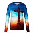 thumbnail image 4 of Nmnitkp ​​​​​Long Sleeve Shirt Trendy and Fashionable Graphic Sleeve Round Neck Cross Print Pullover Top ​​​​​​​​​​​High-Quality and Healthy Fabric Men's Long Sleeve Shirt （Plus Size）, 4 of 4